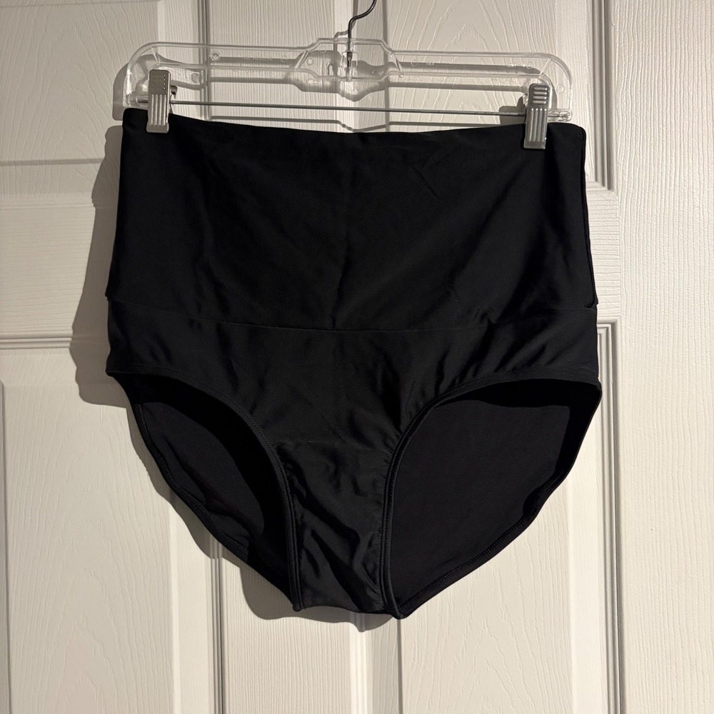 Shapermint Essentials Womens Black High Waisted Bikini Bottom Swim Brief Size L